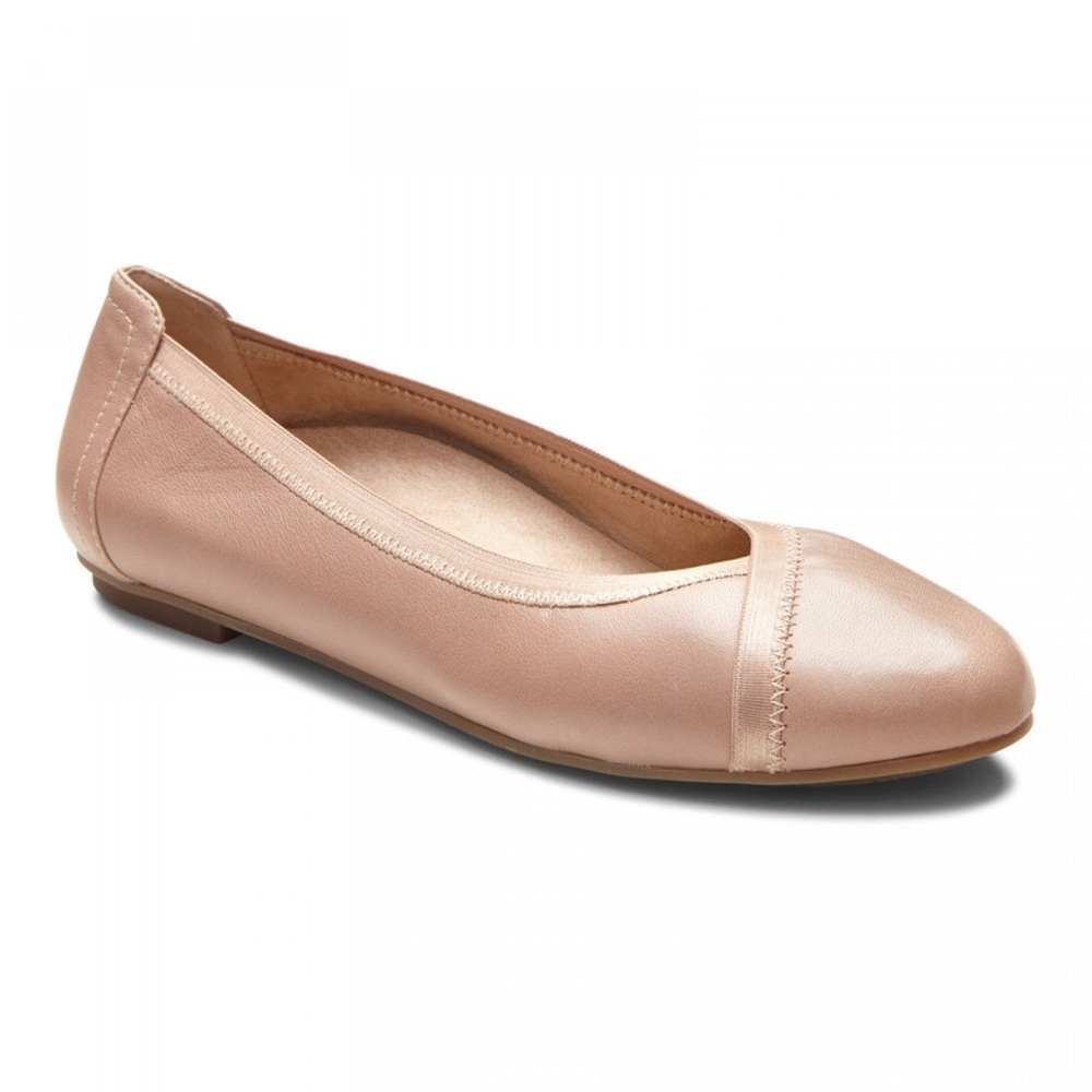 Vionic Caroll Leather Flats Nude Tan